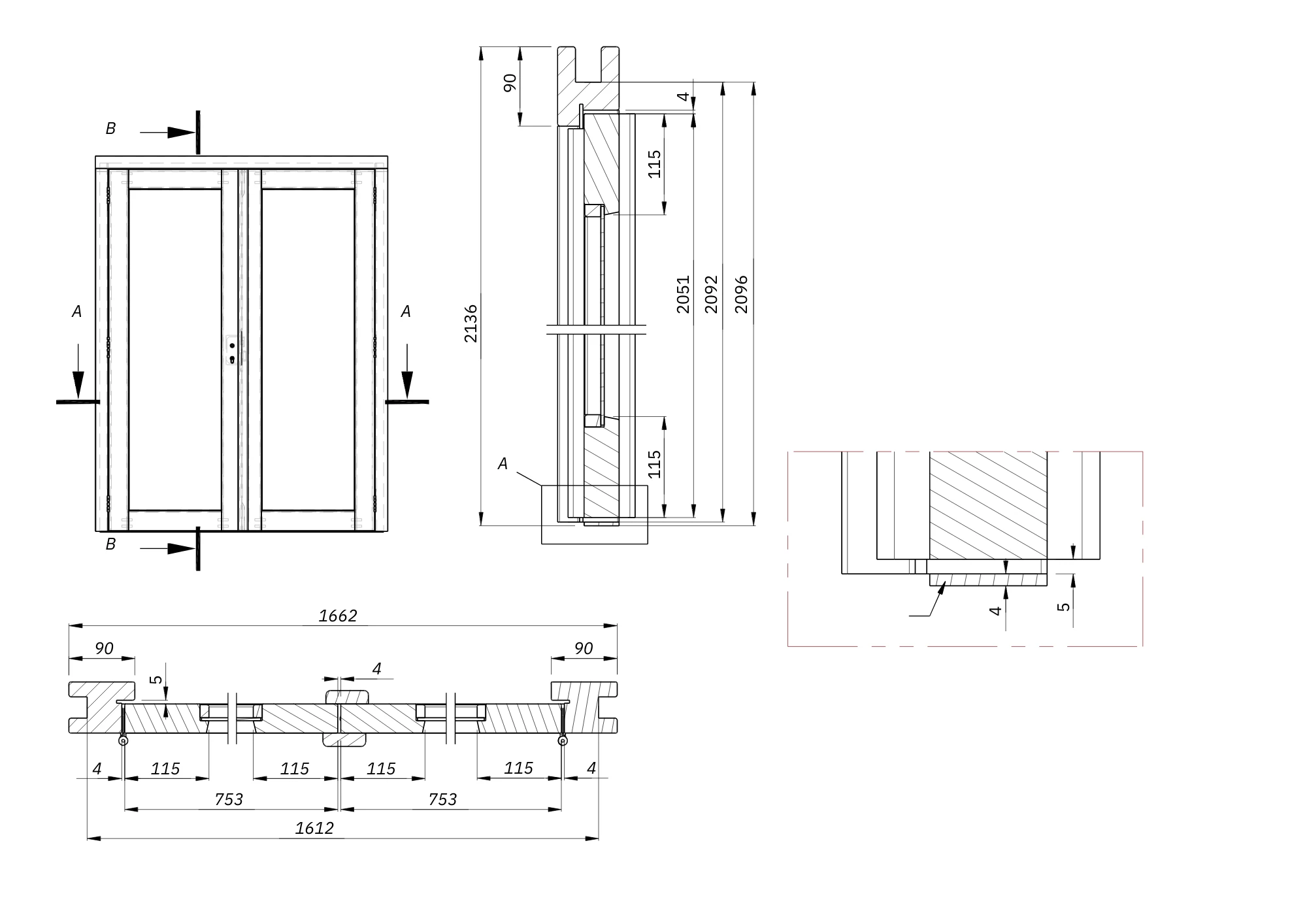 Vuren Dubbele Deur Steellook 166 x 214 cm - Afbeelding 2